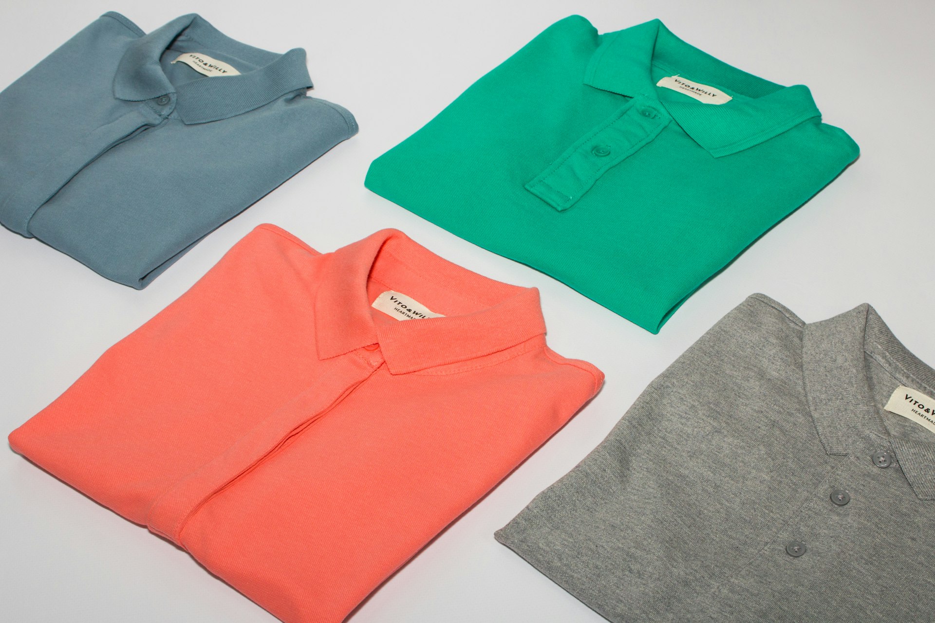Discover the vibrant collection of high-quality polo shirts, available in soothing blue, vivid green, eye-catching coral, and classic grey. Perfect for both casual wear and professional settings, these polo shirts blend comfort with style, making them a versatile addition to any wardrobe.