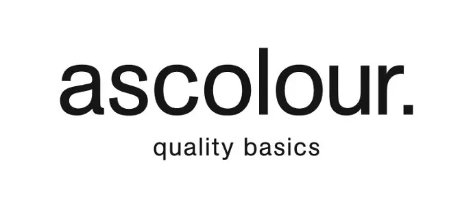 AS Colour's logo, presenting in a minimalist style with the tagline 'quality basics,' emphasizes their dedication to high-quality and fundamental clothing blanks The simple yet bold typography mirrors their straightforward approach to producing versatile, essential garments.
